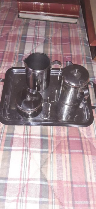 Juego servicio café metal plateado