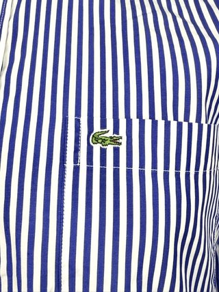 Lacoste Camicia Uomo 39 M Righe Regular Fit Cotone