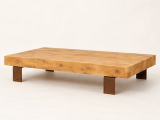 Mesa centro madera natural patas oxidadas