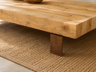 Mesa centro madera natural patas oxidadas