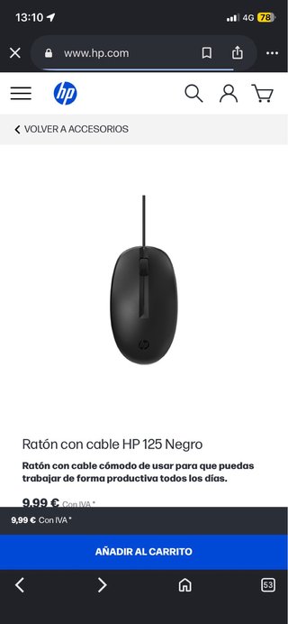 Ratón HP 125 Wired Mouse