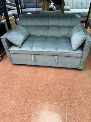 Sofá Cama Gris 2 Plazas Terciopelo