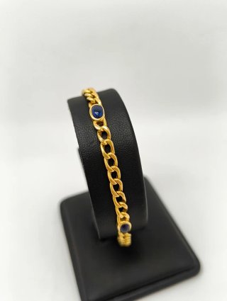 Pulsera Oro 18kt Eslabones Ovales y Piedras azules