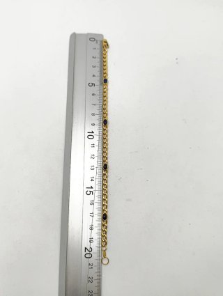 Pulsera Oro 18kt Eslabones Ovales y Piedras azules