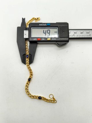 Pulsera Oro 18kt Eslabones Ovales y Piedras azules