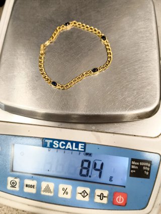 Pulsera Oro 18kt Eslabones Ovales y Piedras azules