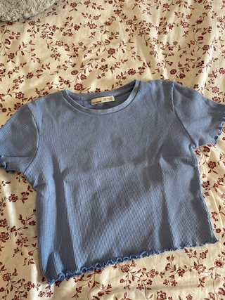 Top azul manga corta