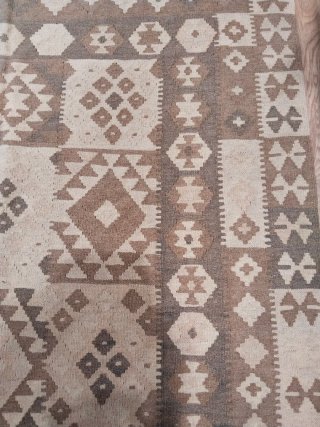 Alfombra Kilim Beige y Marrón Lana