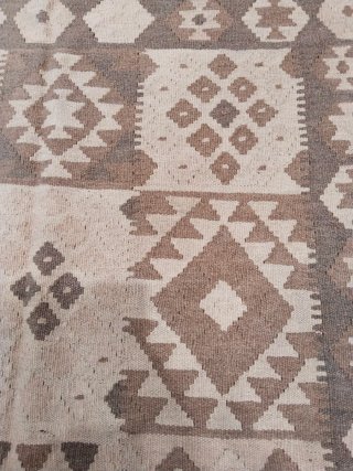 Alfombra Kilim Beige y Marrón Lana
