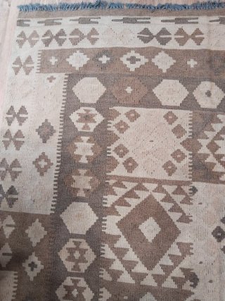 Alfombra Kilim Beige y Marrón Lana