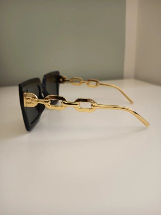 Occhiali da sole donna vintage neri e oro