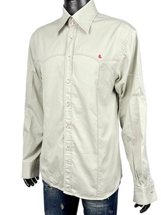 Dolce & Gabbana Camicia Uomo L Beige Made Italy
