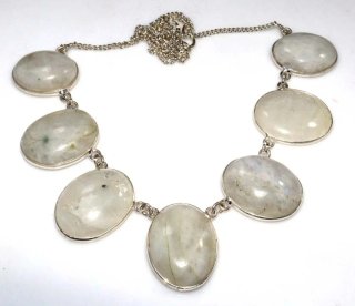 Collar Plata Piedra Luna Ovalada