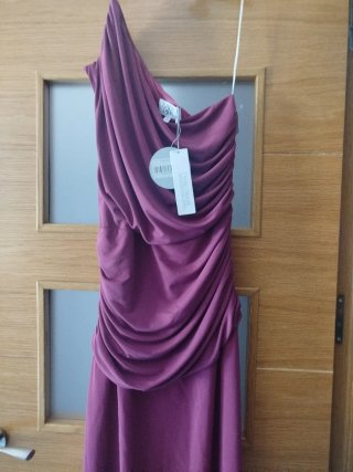 Vestido largo boda rosa buganvilla