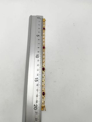 Pulsera Oro 18k Eslabon rectangular piedras rojas