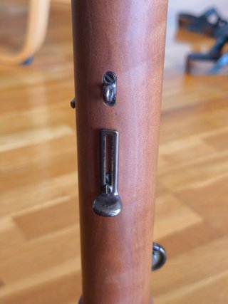 Flauta de pico curvo de madera con estuche