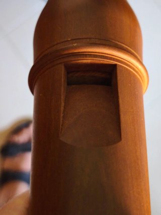 Flauta de pico acodada Huber Swiss antigua