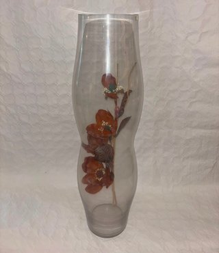 Jarrón cristal alto con flores secas decorativas
