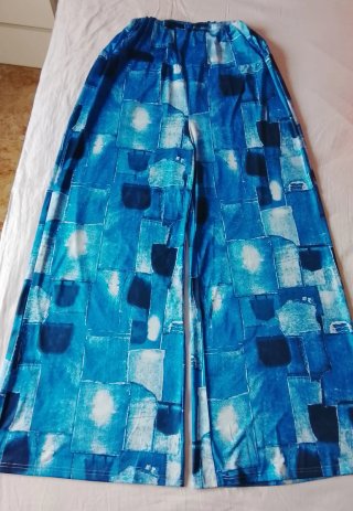 Pantalon Palazzo 4XL anchos estampados azules