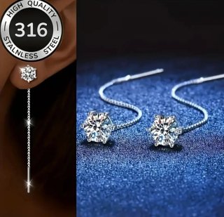 2 Pendientes Borla Minimalista Brillo