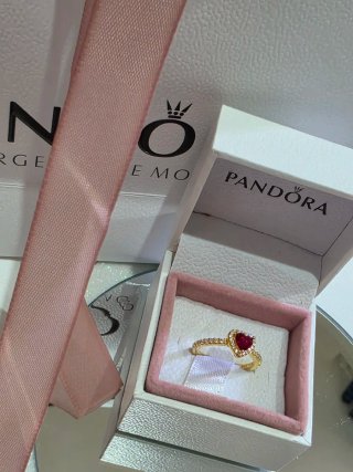 Anillo Pandora Corazón Oro 14k Rojo