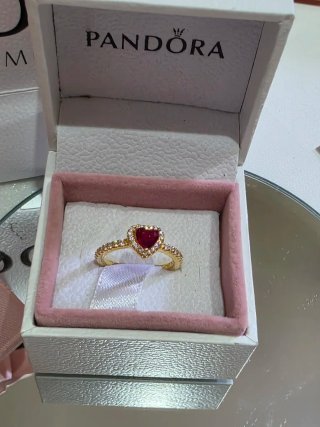 Anillo Pandora Corazón Oro 14k Rojo