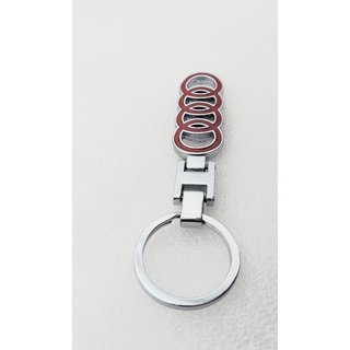 LLAVERO METALICO 4 AROS AUDI SIMBOLO ROJO REGALO