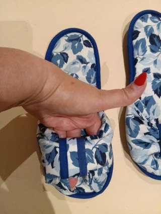 Pantuflas mujer viaje azul y blanco