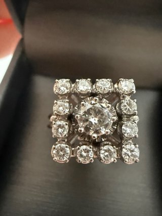 Anillo Vintage  Oro Blanco Diamantes