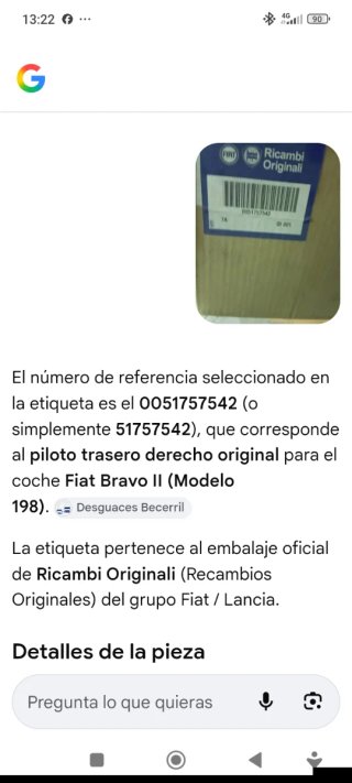 Piloto trasero derecho Fiat Bravo,  nuevo original