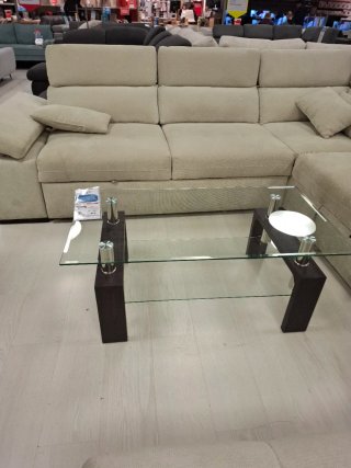 Mesa de centro cristal y madera