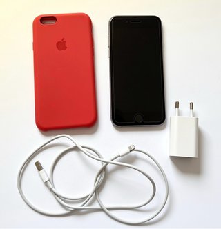 iPhone 6 Plata 100% Batería - Cargador + Funda