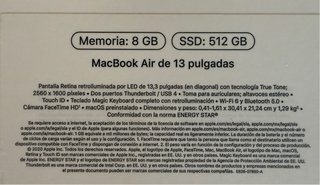 MacBook Air M1 13 8GB RAM 512GB SSD