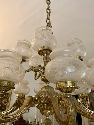 Lámpara araña bronce cristal