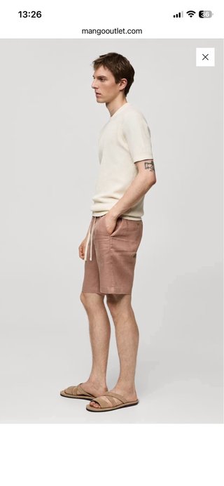Pantalón corto 100 % lino Mango hombre Talla 42