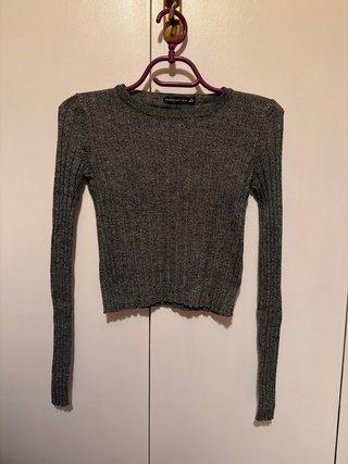 Bershka Camiseta Gris Manga Larga Talla XS