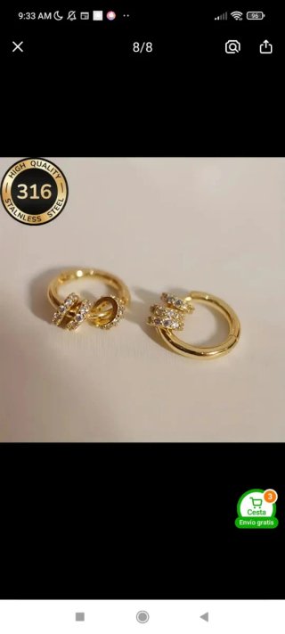 Pendientes Aro Acero Inoxidable 316L