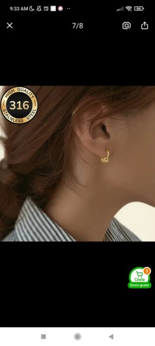 Pendientes Aro Acero Inoxidable 316L
