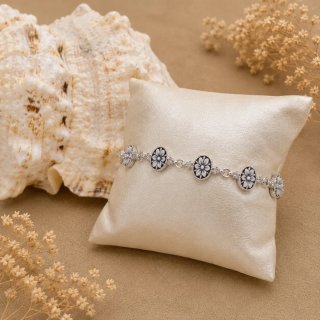 Bracciale da donna con cammeo fiori argento 925