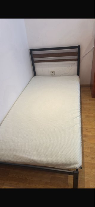 Base Cama 90cm Metal y Madera SIN COLCHON