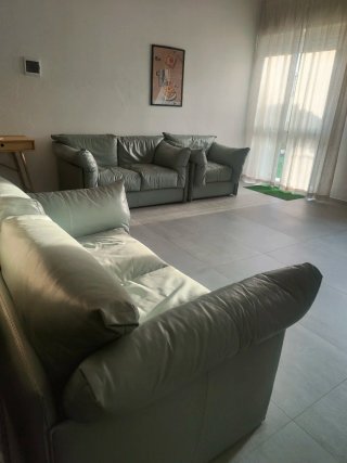 Divano in pelle grigio 3 posti