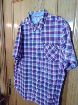 Camisa Timberland XL Morado Blanco Cuadros