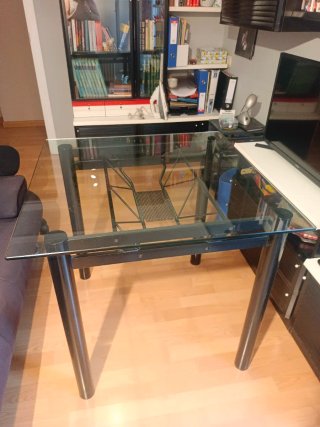 Mesa cristal y metal 80x80x76