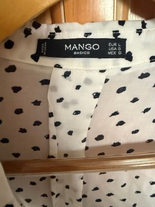 Camisa blanca lunares negros Mango Talla L