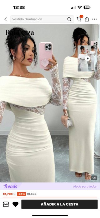 Vestido Raffiviza Beige/Blanco Talla Única