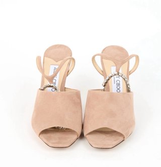 Sandalias Jimmy Choo Beige/Plata con Cristales