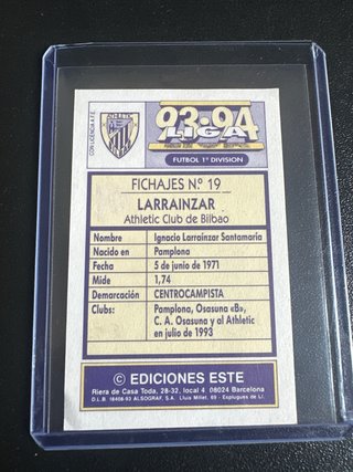 LIGA ESTE 93/94 UF LARRAINZAR II Athletic Bilbao