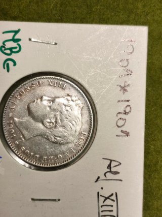 Lote monedas Peseta Plata 1901 y 1904 Plata MBC