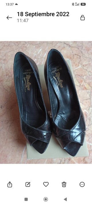Zapatos de tacón negros peep toe talla 38