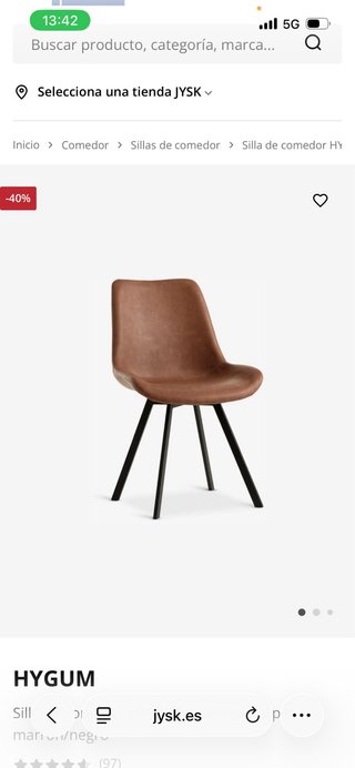 4 Sillas comedor Jysk Hygum marrón